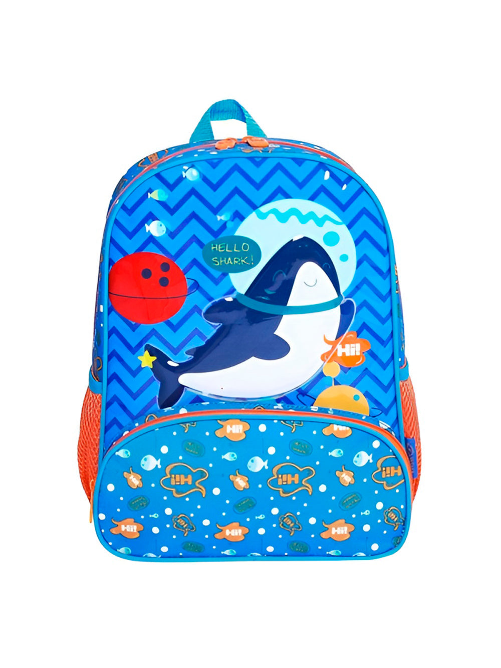 Mochila Infantil Com Bolso Externo Animais Escola Passeio Estampa:Tubarão