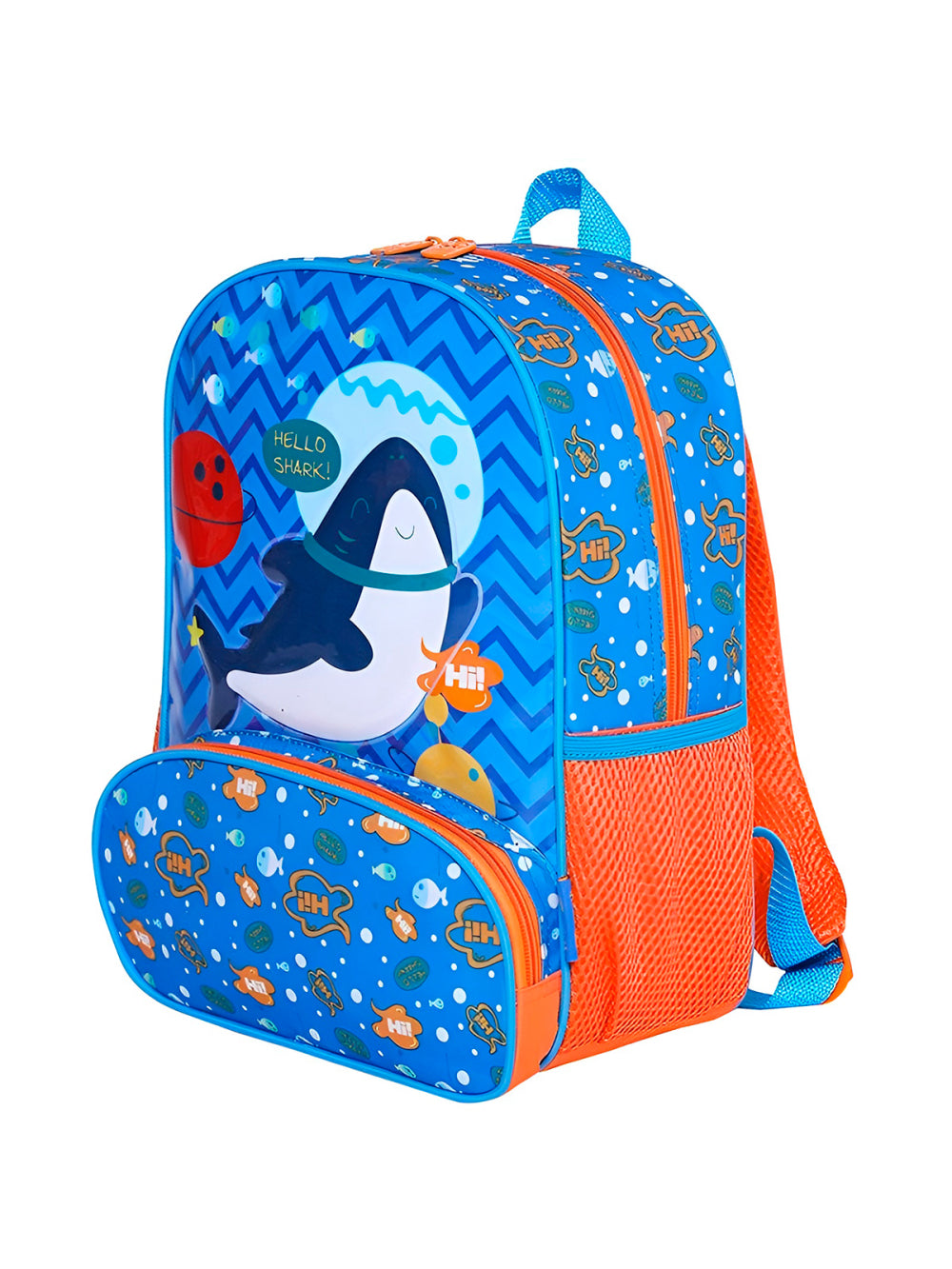 Mochila Infantil Com Bolso Externo Animais Escola Passeio Estampa:Tubarão