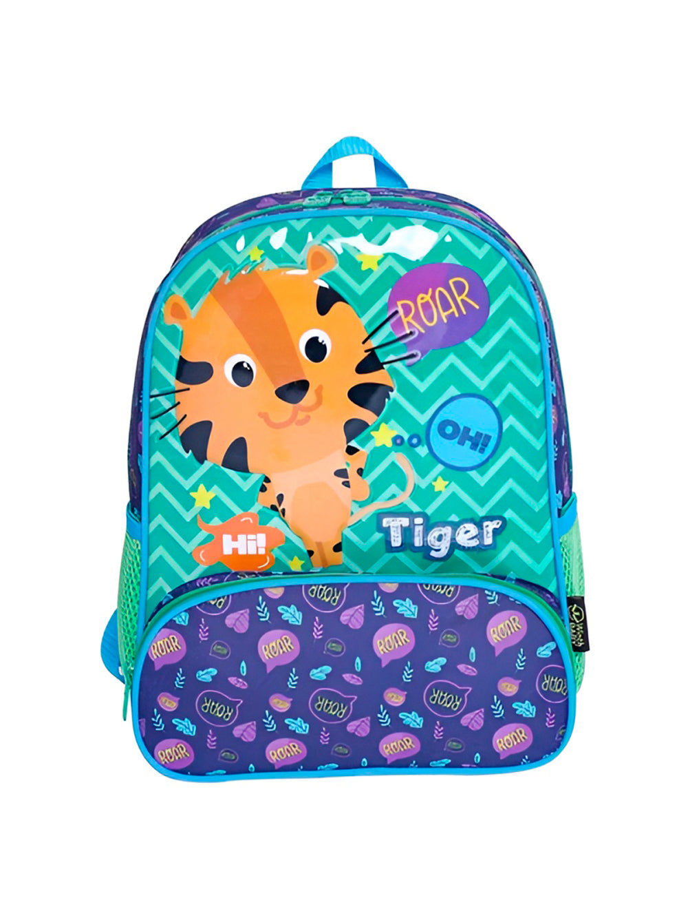 Mochila Infantil Com Bolso Externo Animais Escola Passeio Estampa:Tubarão