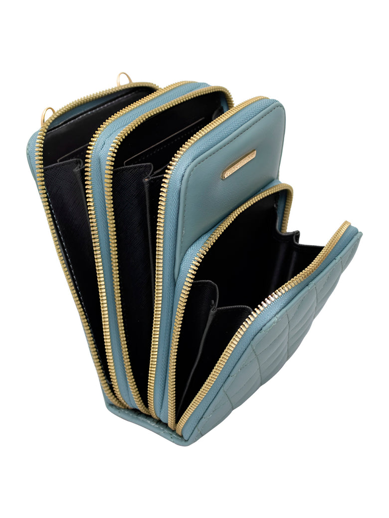 Bolsa Carteira Feminina Com Alça Textura Matelassê Cor:Bege