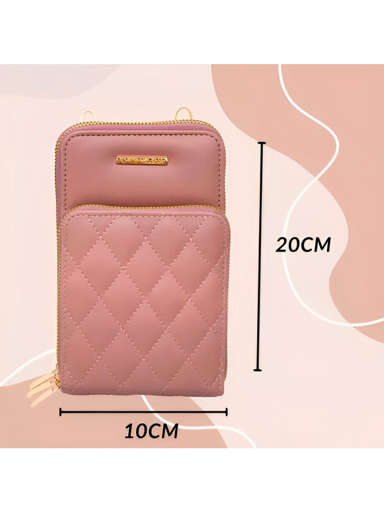 Bolsa Carteira Feminina Com Alça Textura Matelassê Cor:Bege