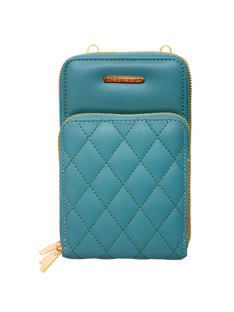 Bolsa Carteira Feminina Com Alça Textura Matelassê Cor:Bege