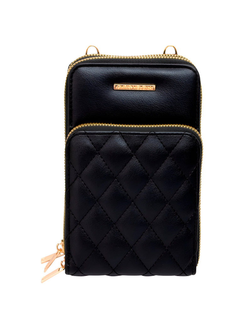 Bolsa Carteira Feminina Com Alça Textura Matelassê Cor:Bege
