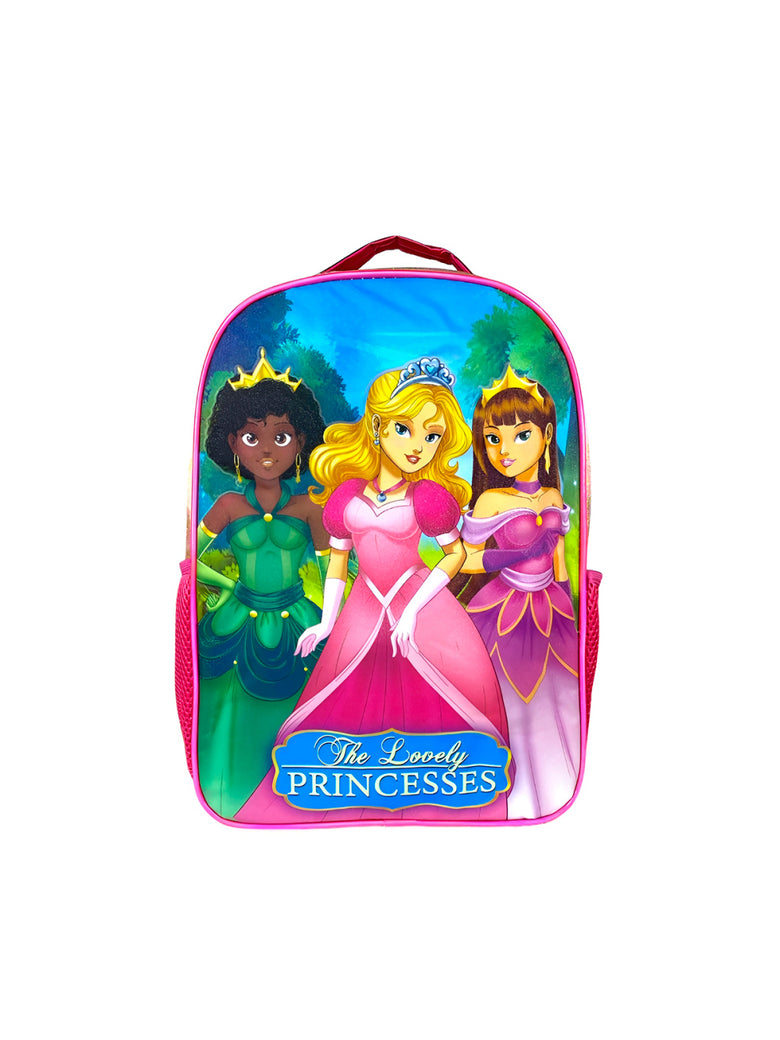 Kit Mochila Escolar com Acessórios Infantil Princesas Cor:Rosa