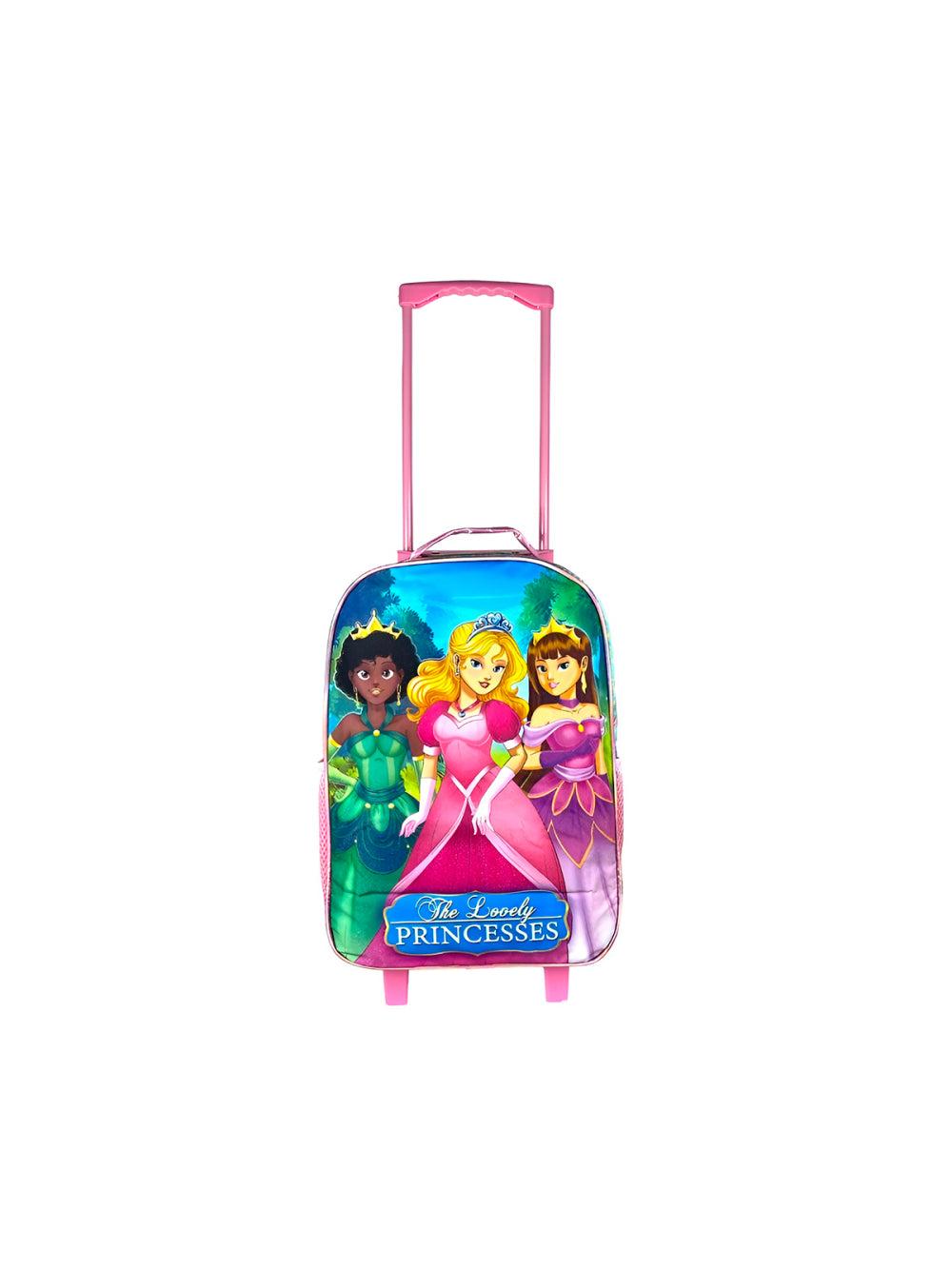 Conjunto Mochila Escolar Infantil Princesas de Rodinhas Cor:Rosa