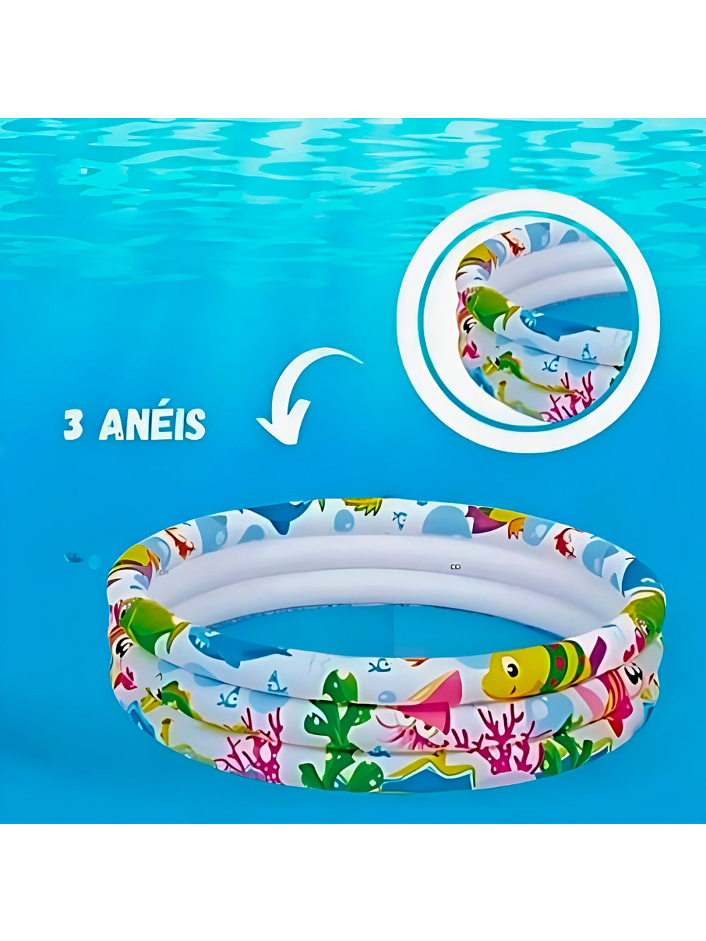 Piscina Inflável Redonda Animais Marinhos Infantil 135 Litros
