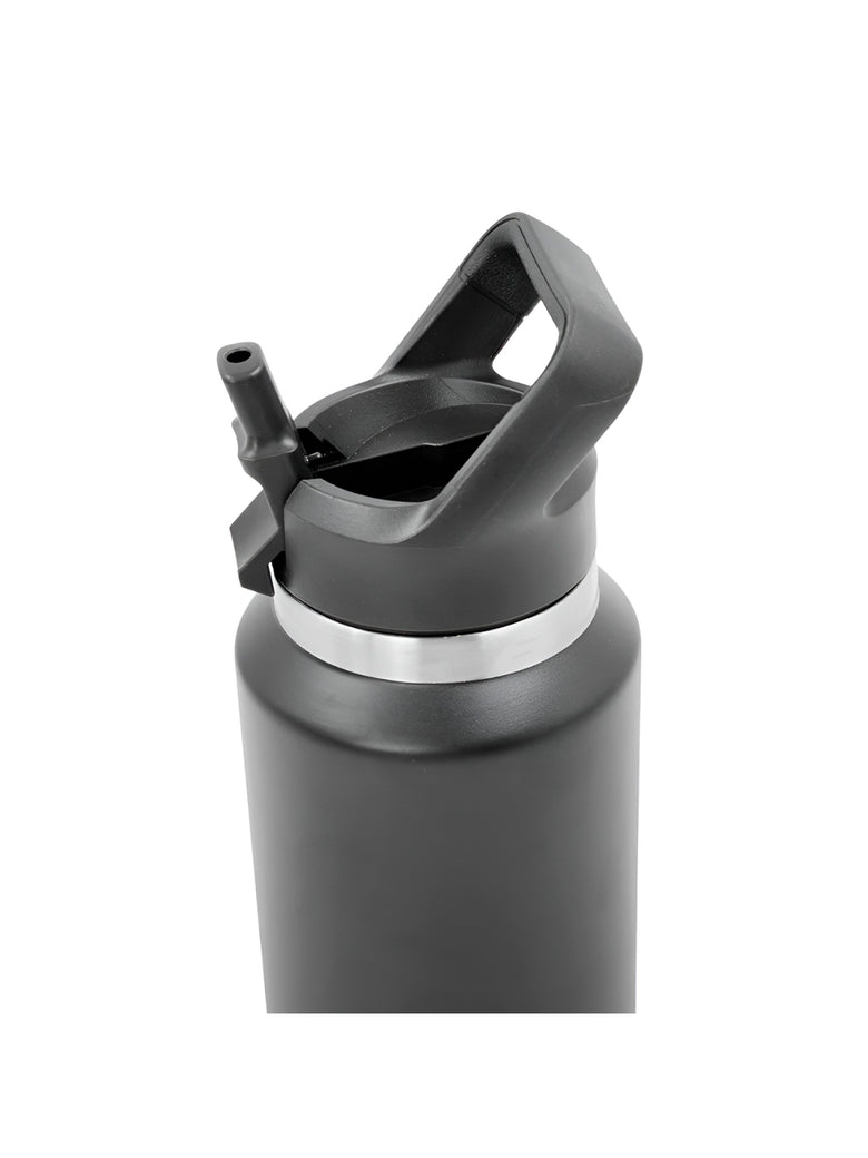 Garrafa Térmica Flip Squeeze Alça Canudo 1000ml Academia Cor:Preto
