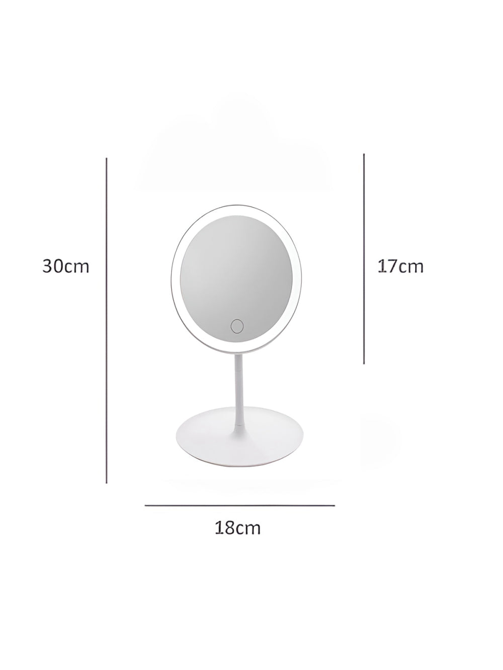Espelho de Maquiagem LED Ring Light Touch USB Branco