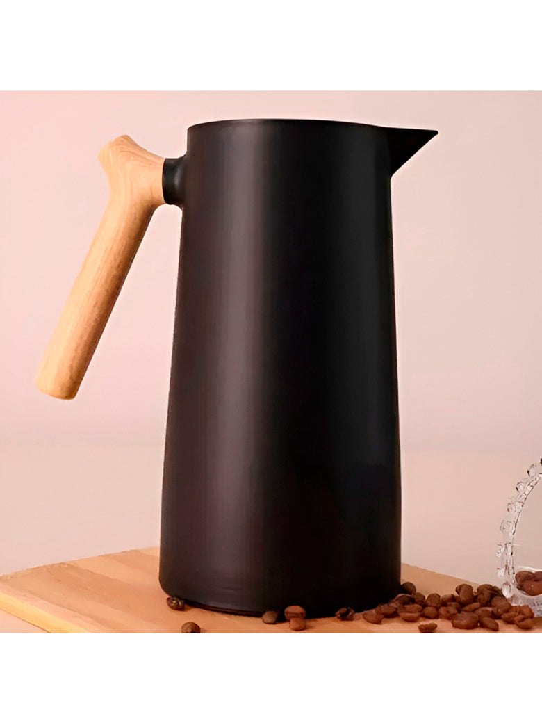 Garrafa Térmica Jarra Nórdica Inox Café Cabo Madeira Cor:Vermelho