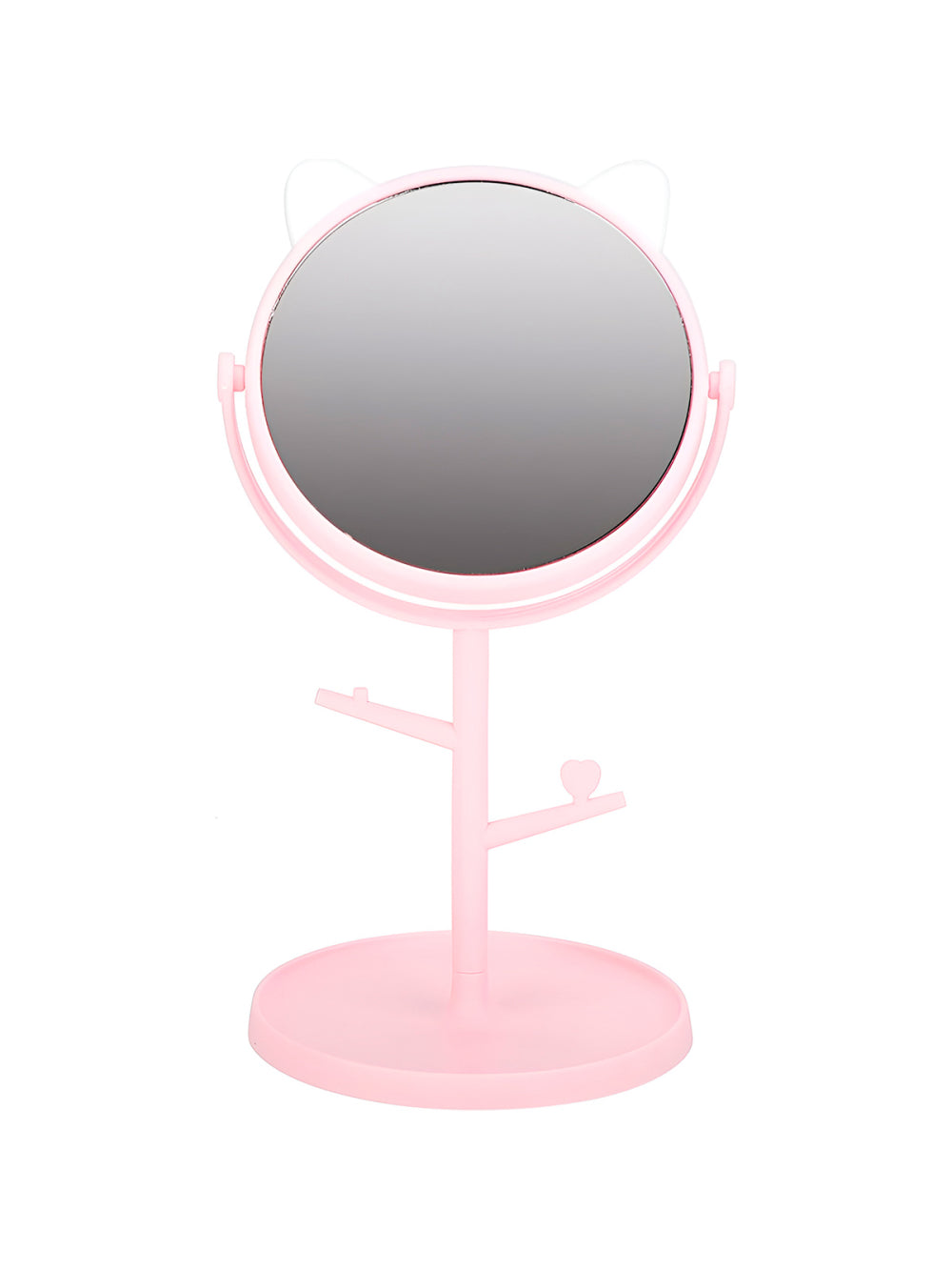 Espelho de Mesa com Suporte Orelha de Gatinho Maquiagem Cor:Rosa