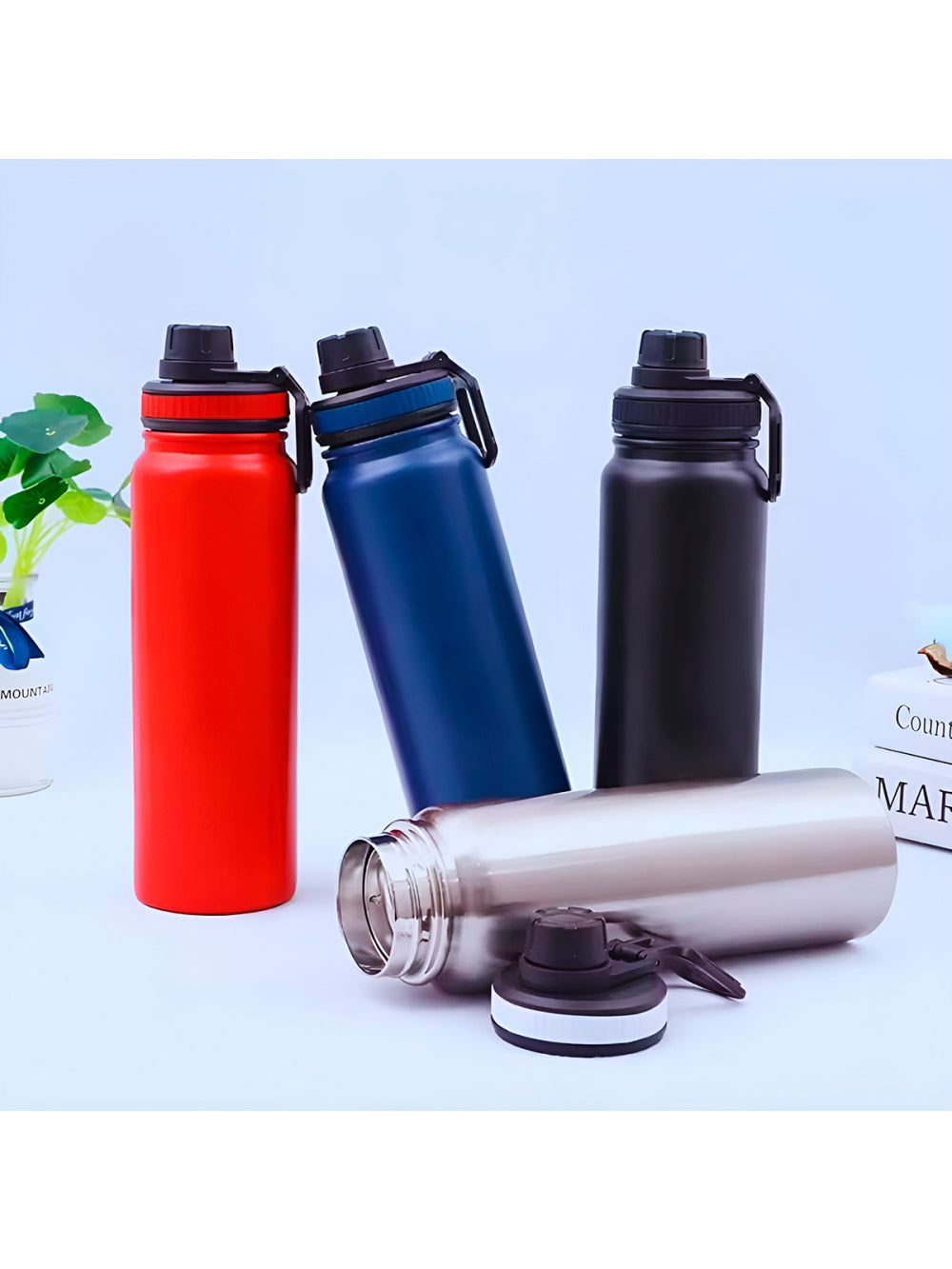 Garrafa Térmica Inoxidável Basic 1 Litro Academia Hidratação Cor:Branco