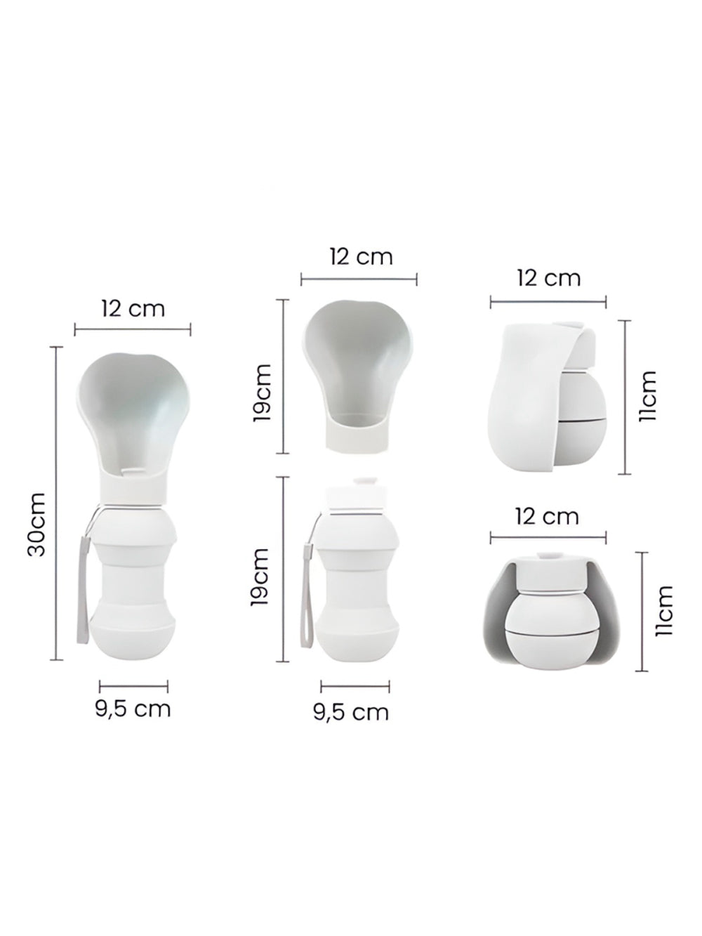 Bebedouro Dobrável para Pets Silicone 300ml Flexível Cor:Branco
