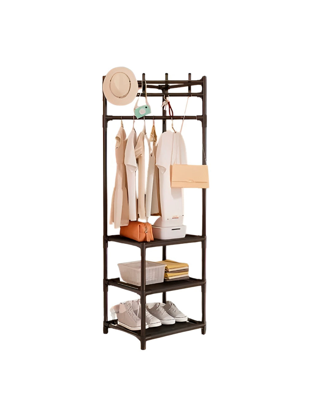 Estante Cabideiro de Canto Vertical Organizador Sapatos Roupas