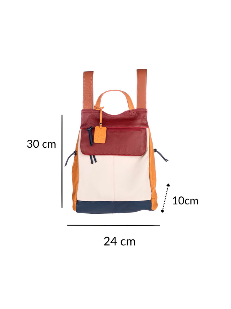 Mochila de Couro Legítimo Modelo Malu Resistente Confortável Modelo:Caramelo