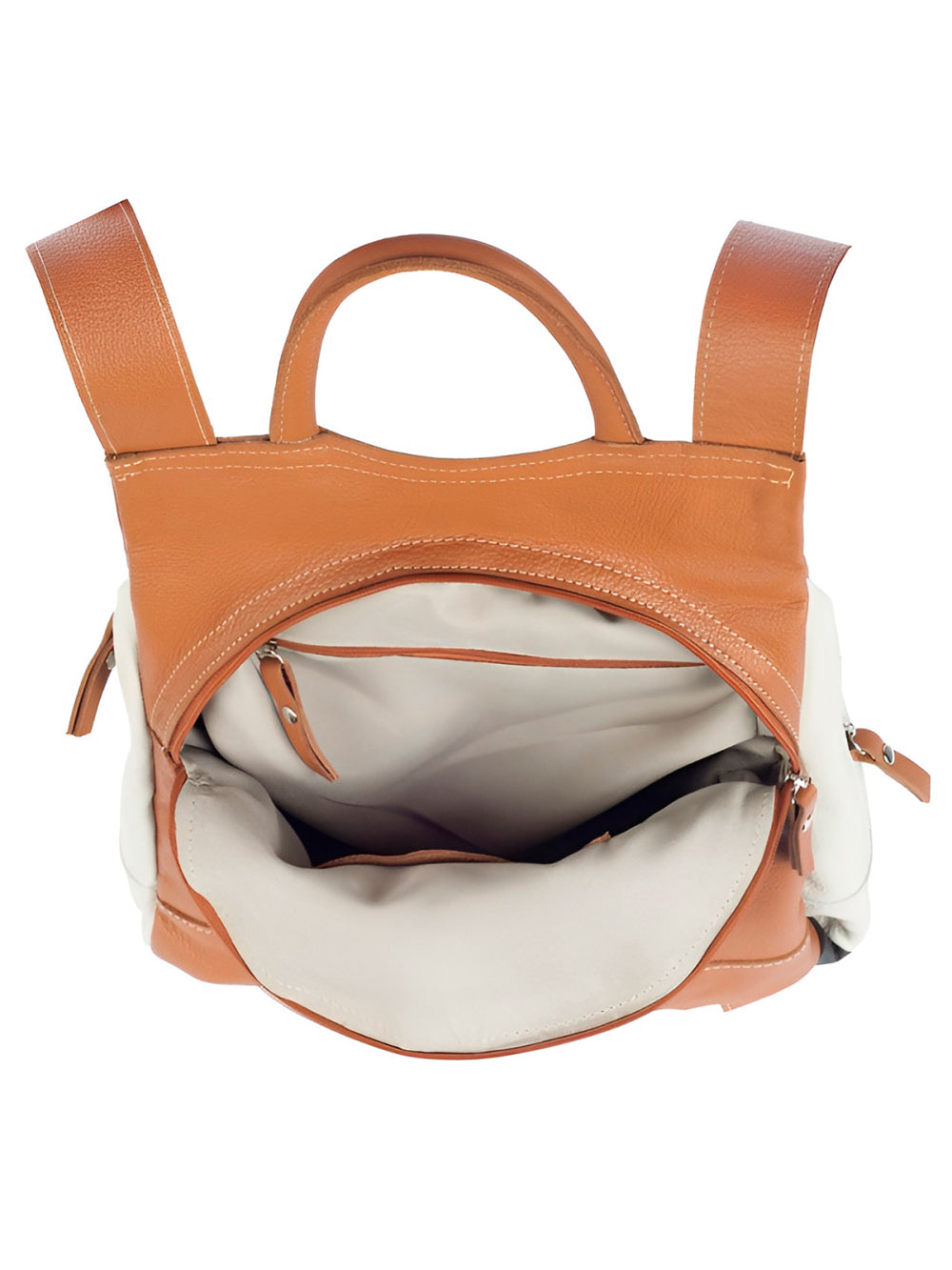 Mochila de Couro Legítimo Modelo Malu Resistente Confortável Modelo:Caramelo
