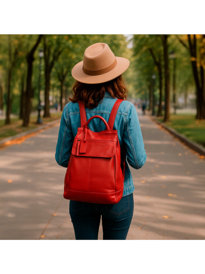 Mochila de Couro Legítimo Modelo Malu Resistente Confortável Modelo:Caramelo