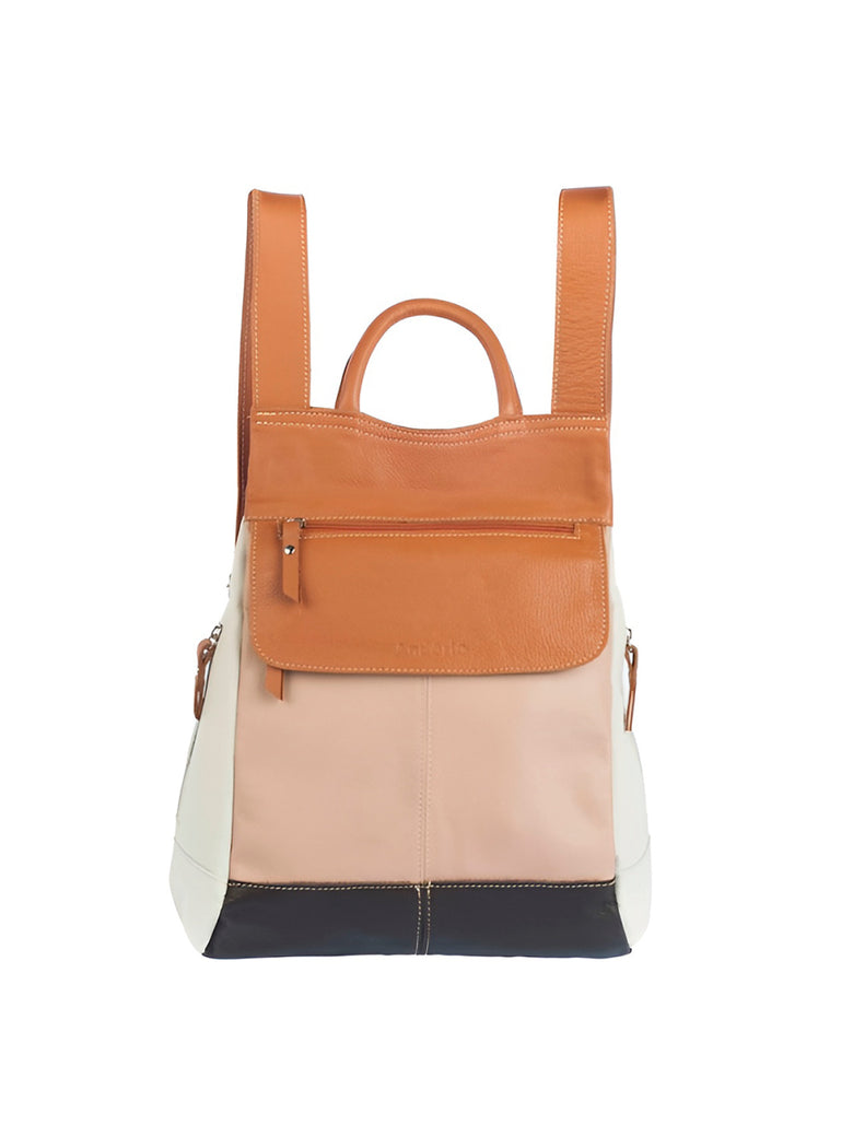 Mochila de Couro Legítimo Modelo Malu Resistente Confortável Modelo:Caramelo