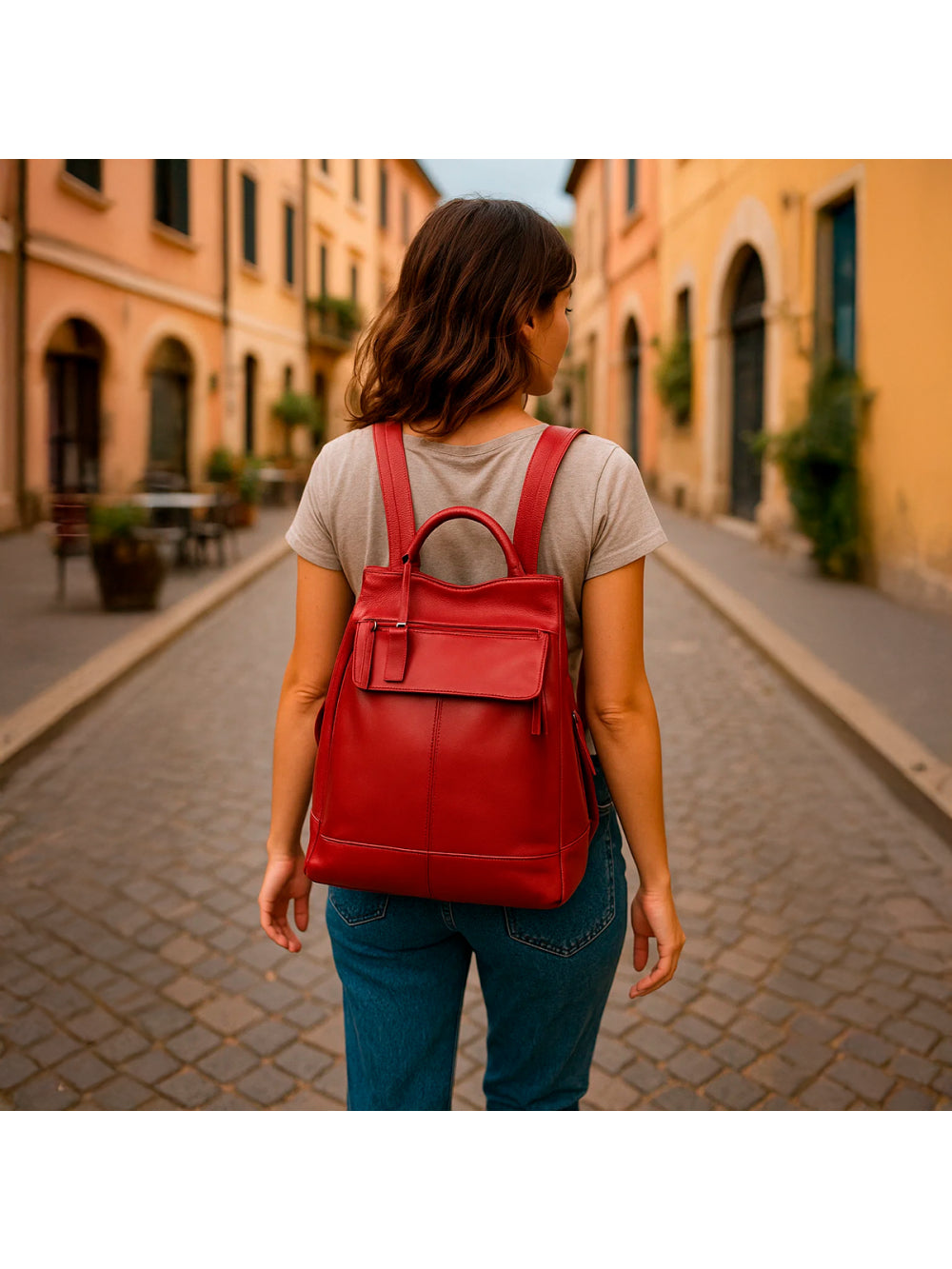 Mochila de Couro Legítimo Modelo Malu Resistente Confortável Modelo:Verde Musgo
