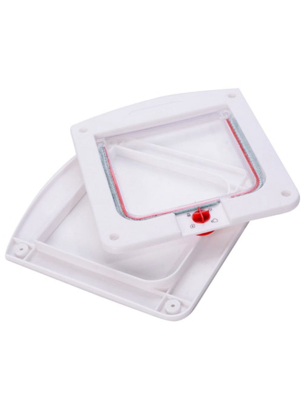 Porta Pet Door Para Cães E Gatos Ate 7kg Com Trava 4 Funçoes Cor:Branco