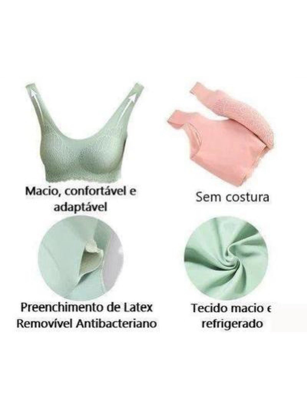 Sutiã Top Diva Conforto Sem Costura Push Up Bojo Removivel Preto Tamanho:GG