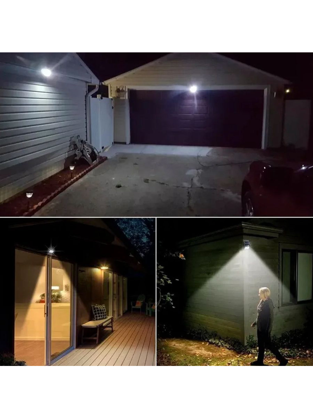 Luminaria Parede Solar 30 Leds Sensor Movimento Luz Preto