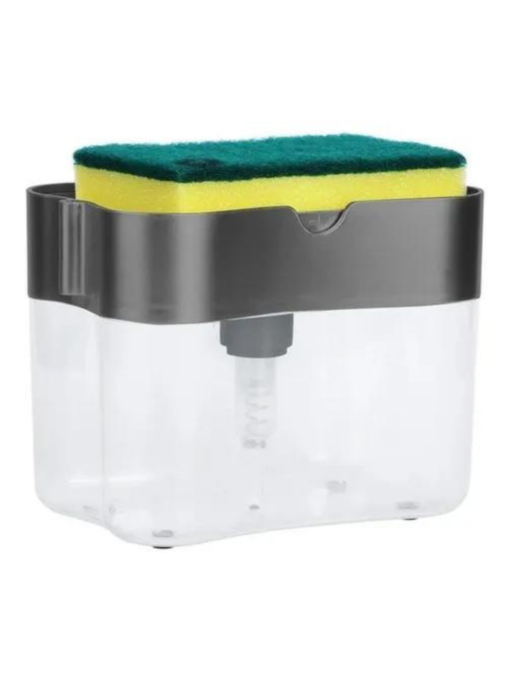 Dispenser Dosador De Detergente Sabão 2x1 Esponja Limpeza Cozinha Com Dosador Cor:Preto