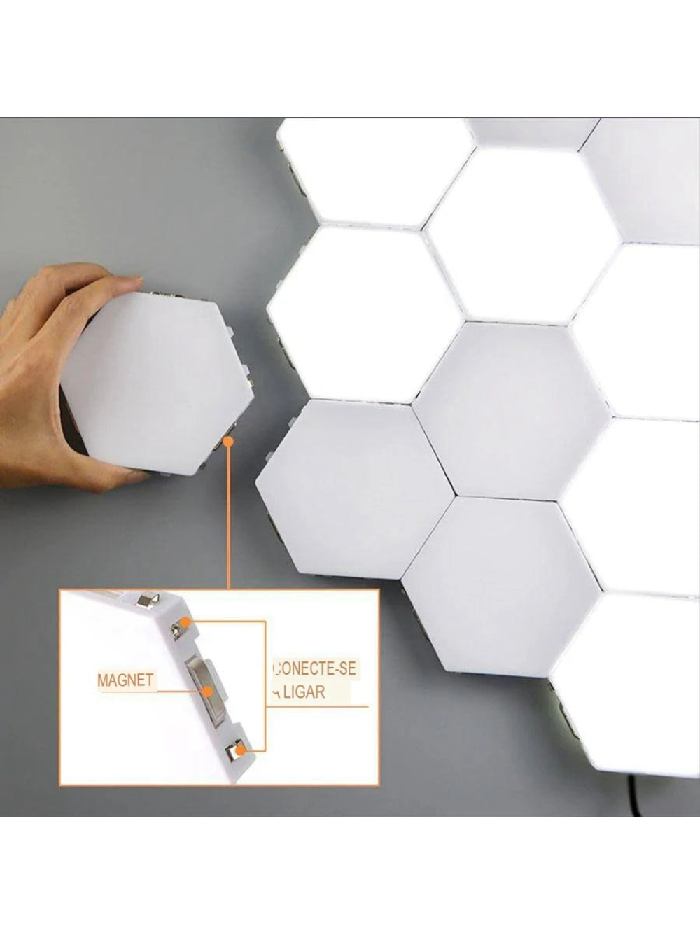 Lampada Luminaria Quantica 5 Led Hexagonal Touch Modular