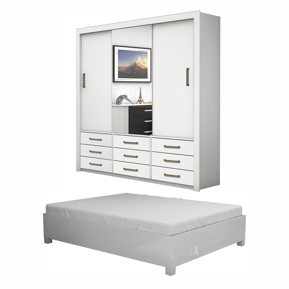 Quarto Completo com Cama de Casal Anjos Plus Carioca Móveis