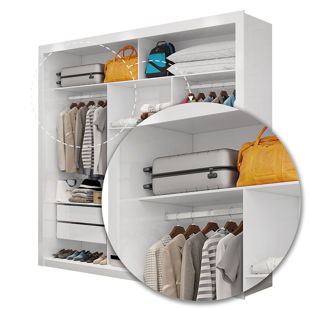 Quarto Completo Casal Closet Clarice 4 Gavetas Sapateira 2 Portas Premium e Cama Carioca Móveis