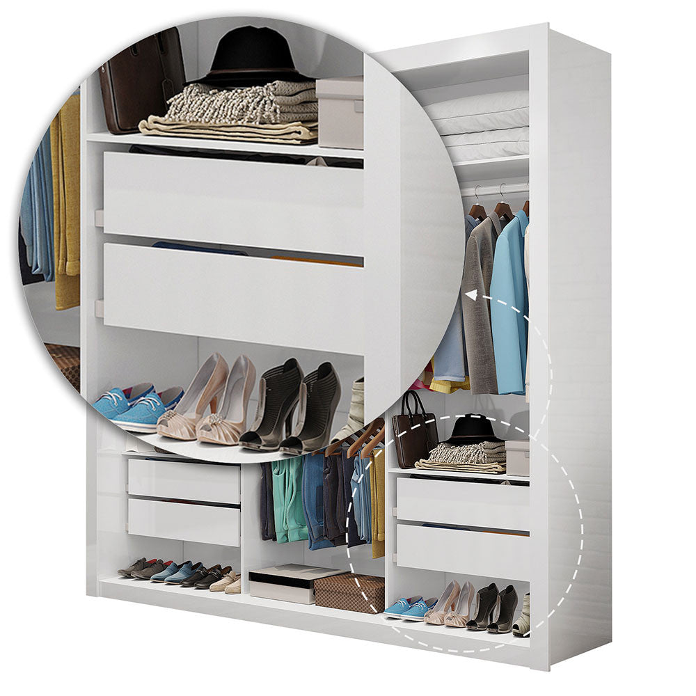 Quarto Completo Casal Closet Clarice 4 Gavetas Sapateira 2 Portas Premium e Cama Carioca Móveis