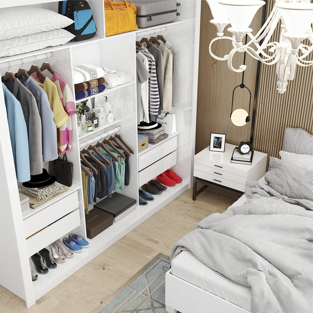 Quarto Completo de Casal com Closet Clarice 4 Gavetas e Cama Paula Carioca Móveis