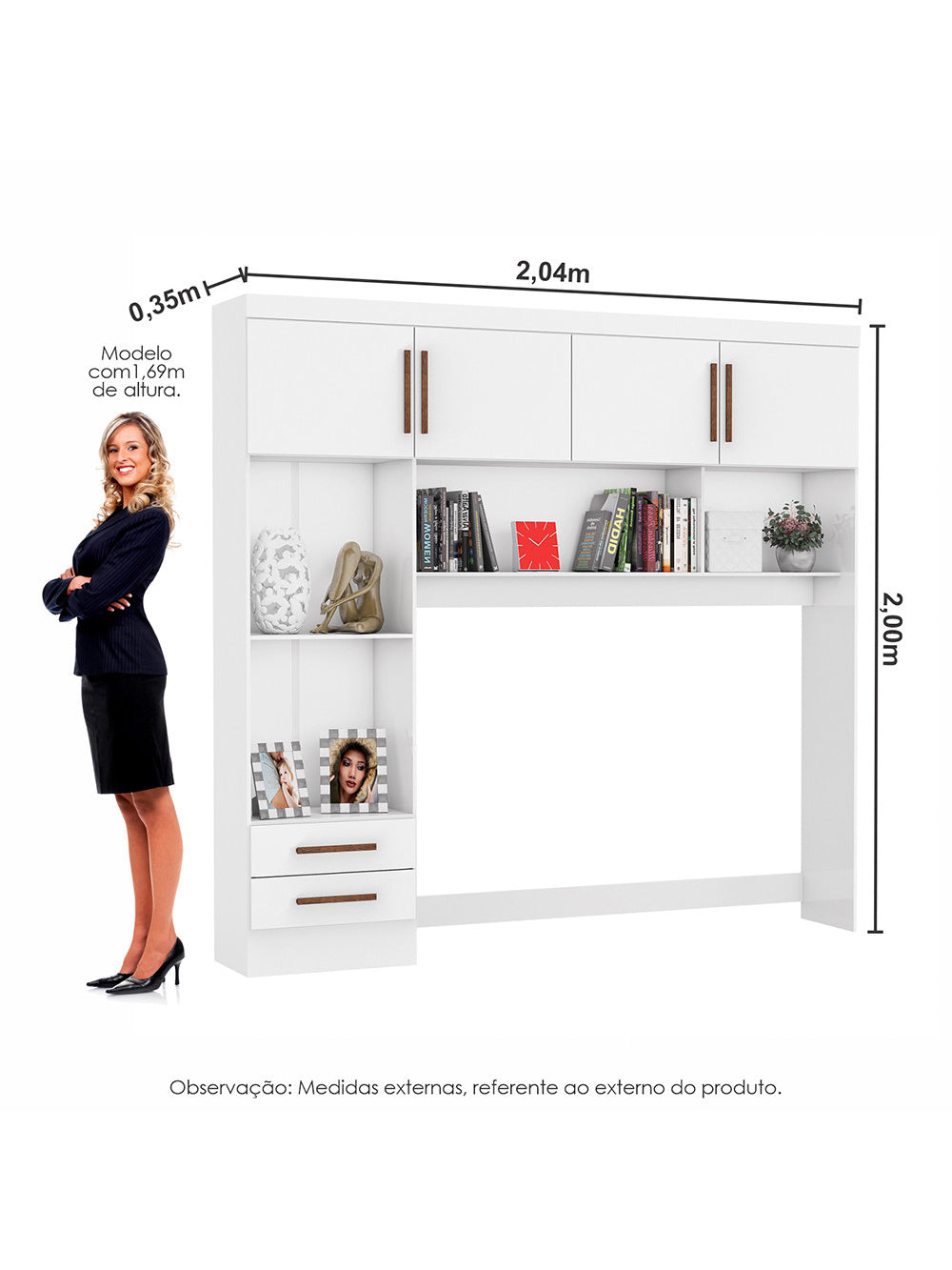 Guarda Roupa Modulado com Cama Paris 4 Portas 2 Gavetas