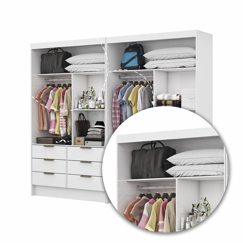 Closet Casal Duplo Sevilha 4 Portas Plus 12 Gavetas Carioca Móveis