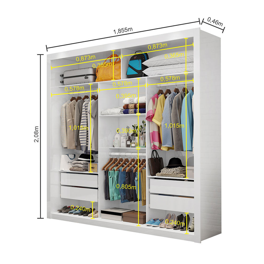 Closet Casal Clarice 4 Gavetas Carioca Móveis