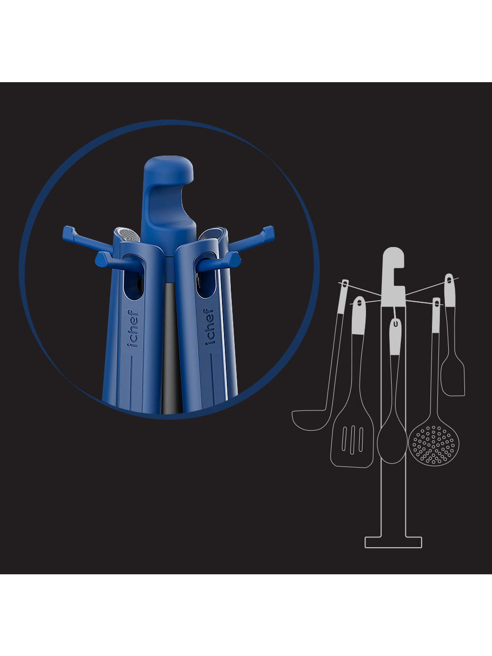 Suporte para Utensílios de Silicone Ichef Polishop - Blue