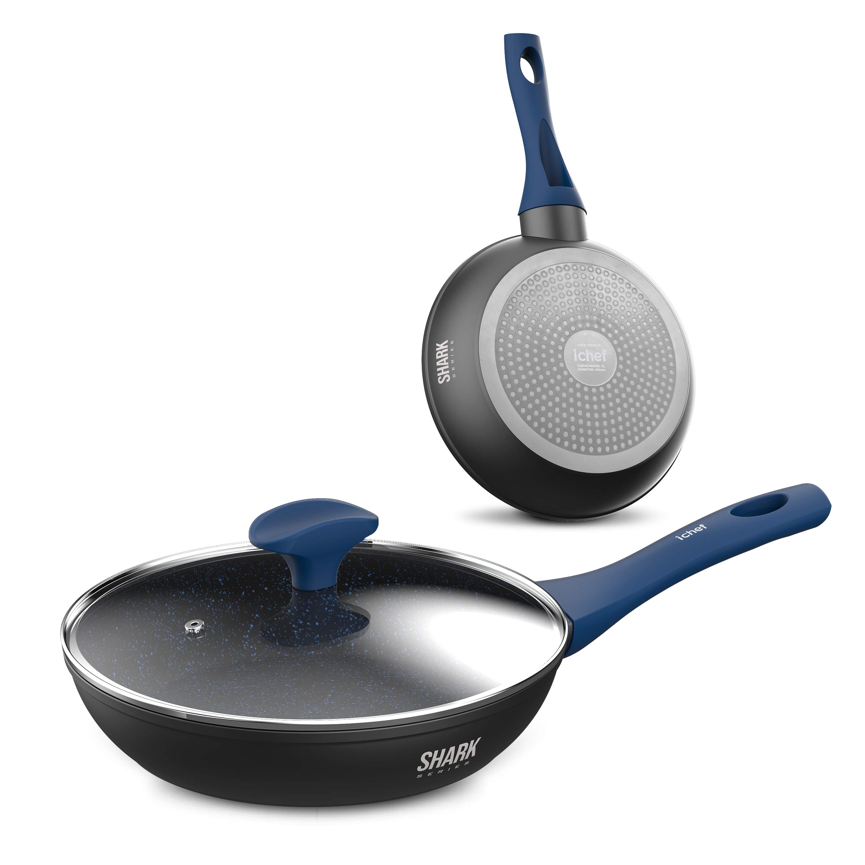 Panelas Ichef Home Azul Sauté Grand 24cm e Sauté Petit 20cm com Tampa 24cm