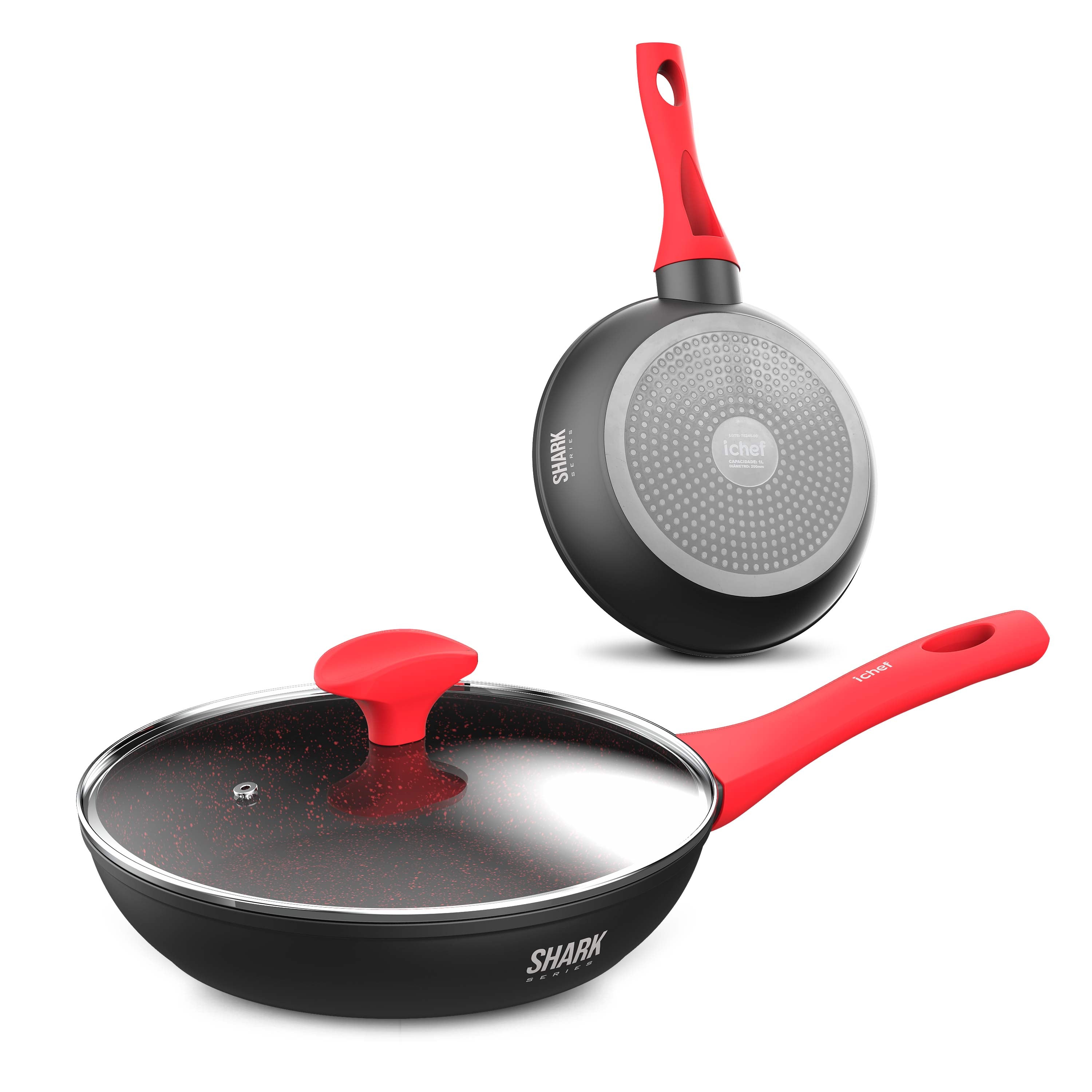 Panelas Ichef Home Vermelha Sauté Grand 24cm e Sauté Petit 20cm com Tampa 24cm