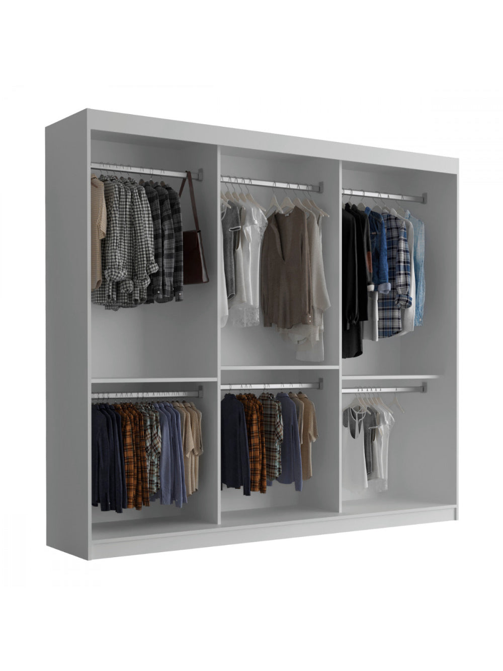 Guarda Roupa Casal Vitor em MDF com 3 Portas e 6 Cabideiros Moderna