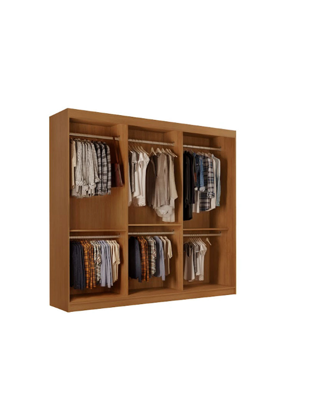 Guarda Roupa Casal Vitor em MDF com 3 Portas e 6 Cabideiros Moderna