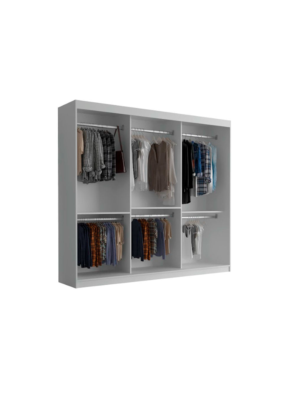 Guarda Roupa Casal Vitor Premium com 3 Portas com Espelho e 6 Cabideiros Moderna