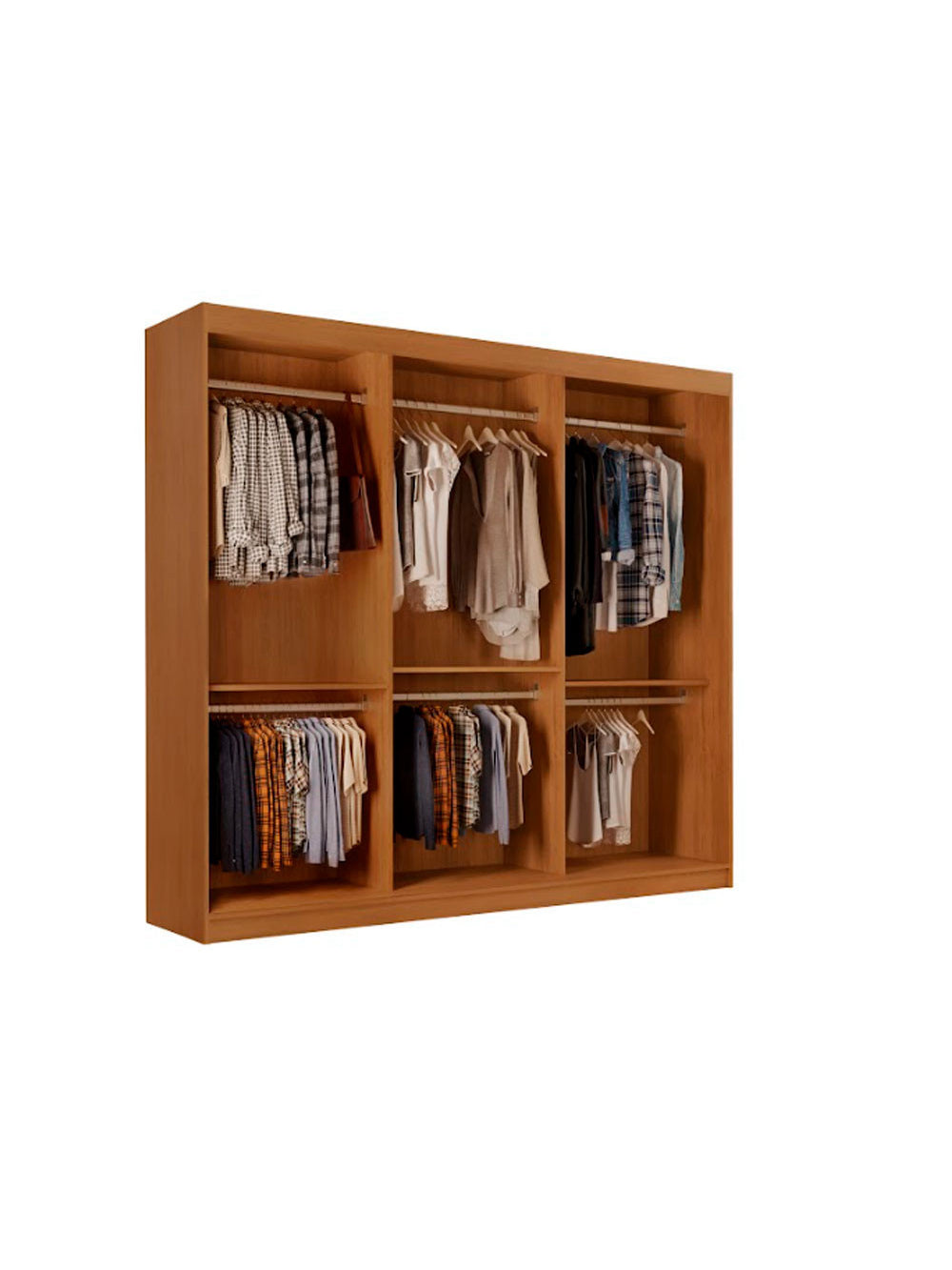 Guarda Roupa Casal Vitor Premium com 3 Portas com Espelho e 6 Cabideiros Moderna