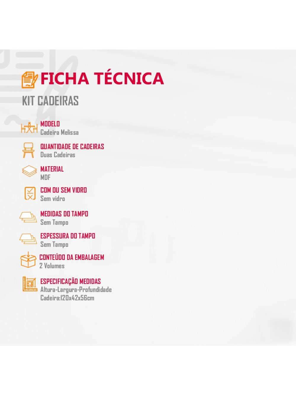 Conjunto com 2 Cadeiras Melissa para Mesa de Jantar MDF Rufato