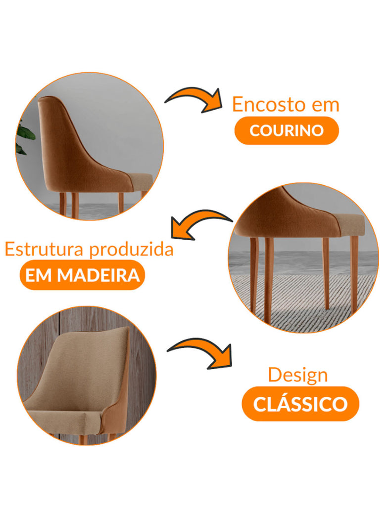 Conjunto com 2 Cadeiras Esmeralda em Madeira Maciça para Sala de jantar Moderna Mobília