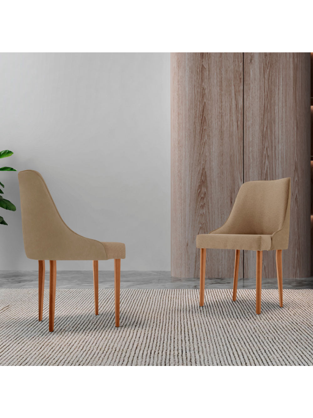 Conjunto com 2 Cadeiras Esmeralda em Madeira Maciça para Sala de jantar Moderna Mobília