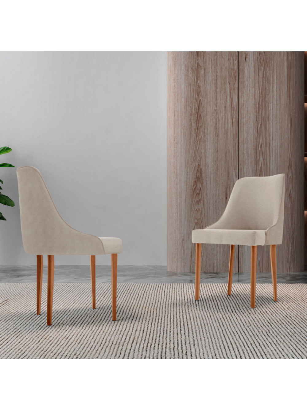 Conjunto com 2 Cadeiras Esmeralda em Madeira Maciça para Sala de jantar Moderna Mobília