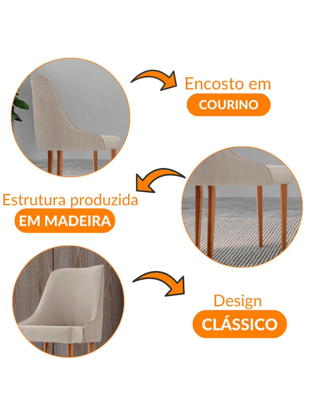 Conjunto com 2 Cadeiras Esmeralda em Madeira Maciça para Sala de jantar Moderna Mobília