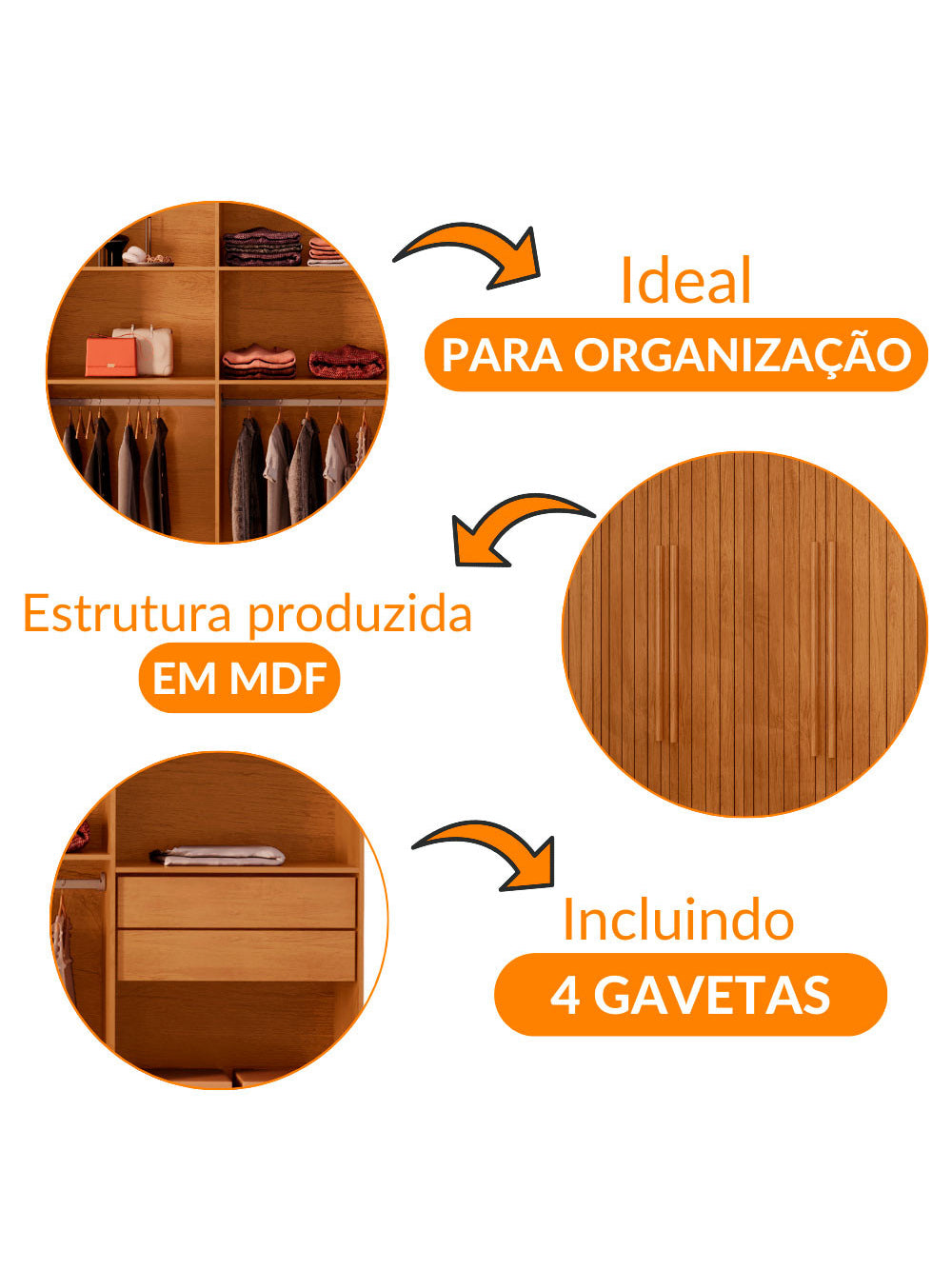 Guarda Roupa Casal Marrocos MDF 8 Portas 4 Gavetas Moderna Mobília