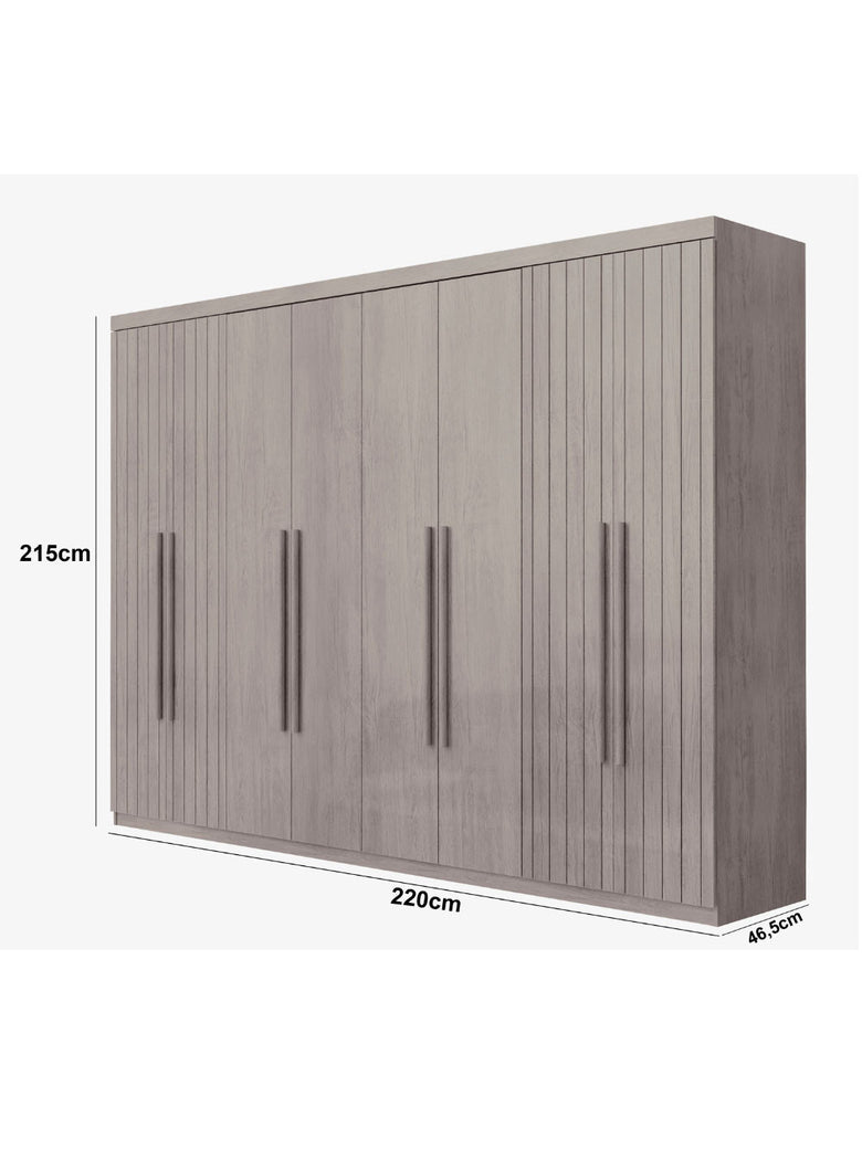 Guarda Roupa Casal Toronto MDF 8 Portas e 4 Gavetas Moderna Mobília