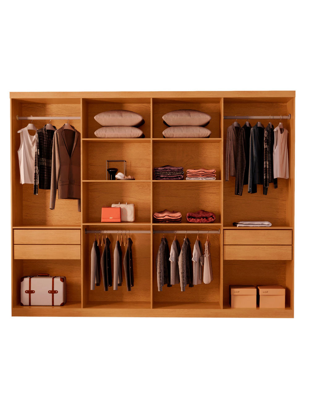 Guarda Roupa Casal Toronto MDF 8 Portas e 4 Gavetas Moderna Mobília