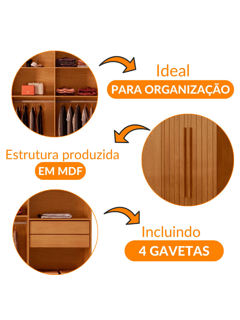 Guarda Roupa Casal Toronto MDF 8 Portas e 4 Gavetas Moderna Mobília